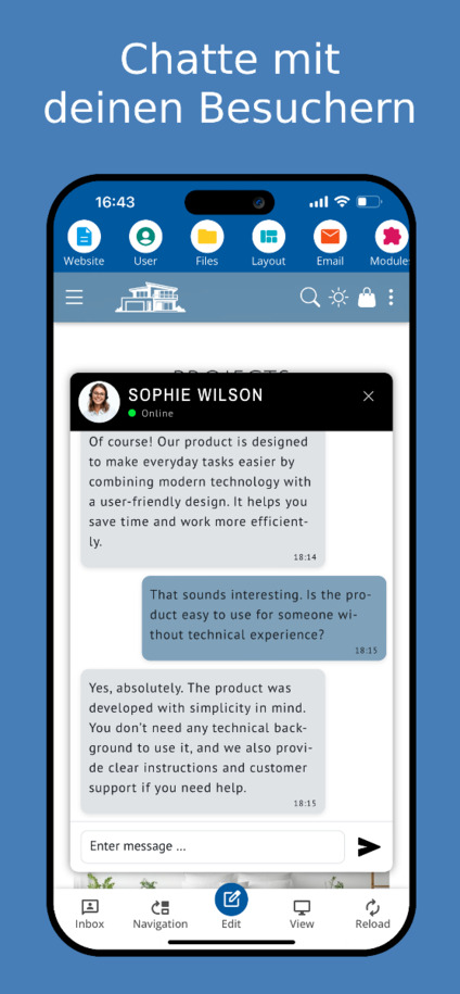 Live-Chat mit Website-Besuchern – mobile Ansicht